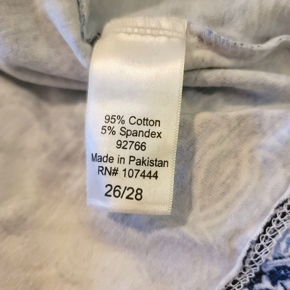 Jessica London Blue Blouse Patchwork Sequin Accents 3/4 Sleeves 26/28 JJ3284 - Picture 8 of 10